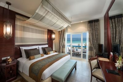 Large bed, Double room with sea view at Ajman Hotel