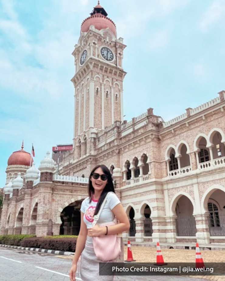 Lady posing in front of Merdeka Square, a historic landmark near Imperial Lexis Kuala Lumpur