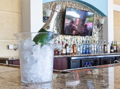 Champagne on ice at bar