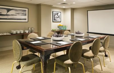 Commonwealth Boardroom
with stationary at The Eliot Hotel
