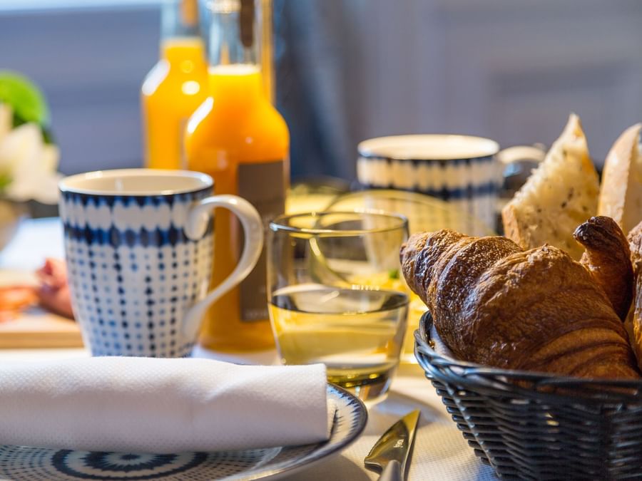 A warm breakfast served at Chateau de Dissay