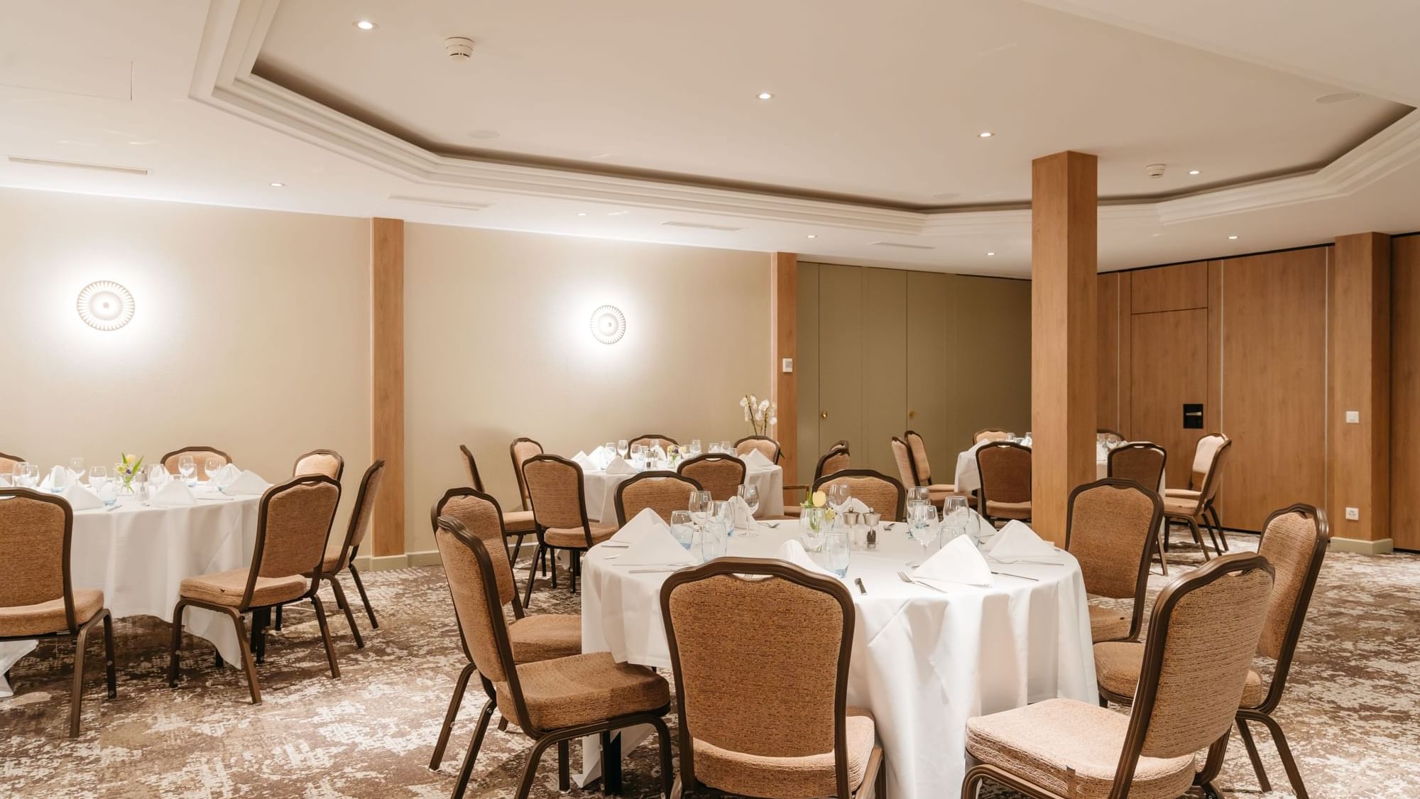 Set up banquets arranged in Foyer Mont Rose & Dent Blanche at Warwick Geneva