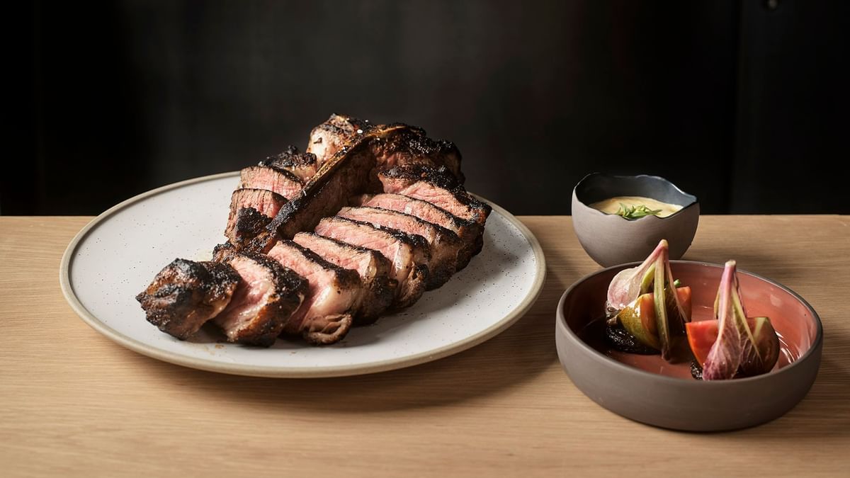 Close-up of served dishes at Crown Towers Sydney