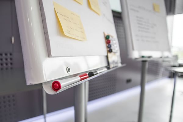 Whiteboard with dry erase markers