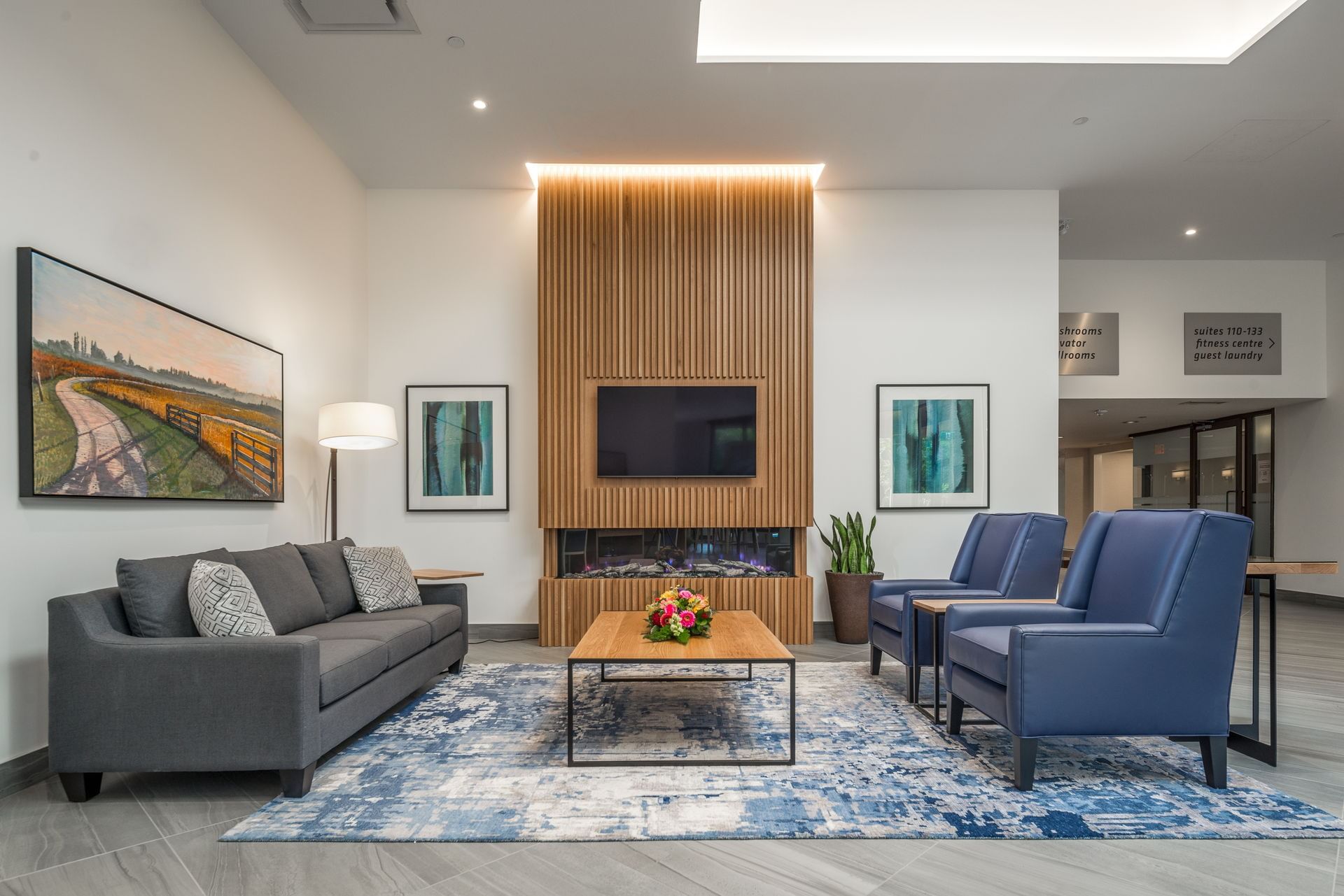 Lobby Seating and Fireplace