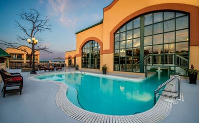 Geothermal Pool with lounge area on rooftop at Temple Gardens Hotel & Spa