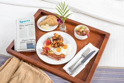 Breakfast served in a room at Peabody Hotels & Resorts