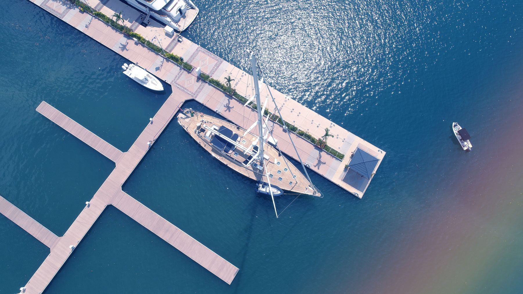 Aerial view of the Main Dock near Marina Bahia Golfito Hotel