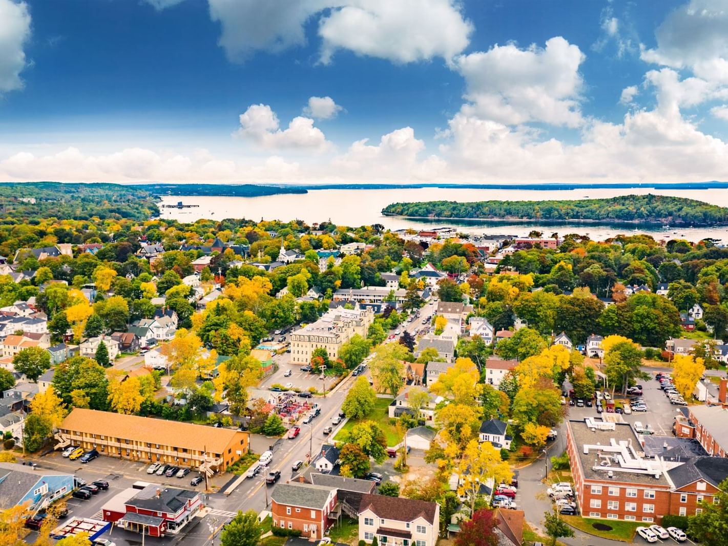 aerial view of bar harbor maine