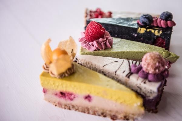 Close up image of vegan cake slices featured in our article on the Wokingham Vegan Market