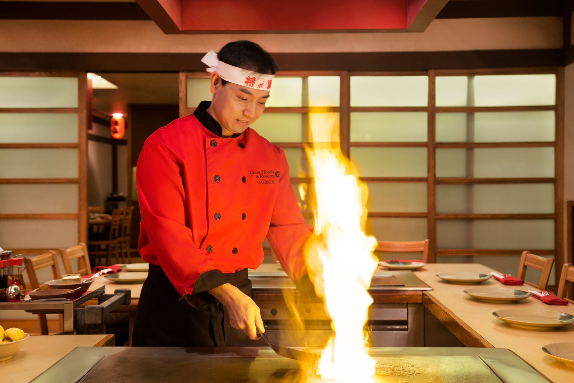 Chef cooking habachi food