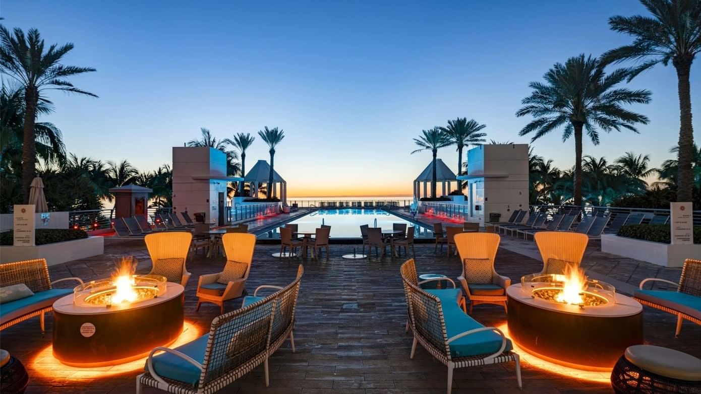 Dining table arrangement in outdoor Terrace Patio in The Hotel Bar at The Diplomat Resort