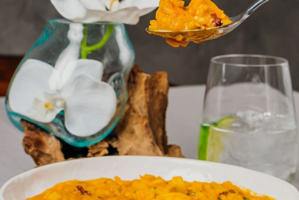 Butternut Squash With Saffron dish served at Club Hemingway