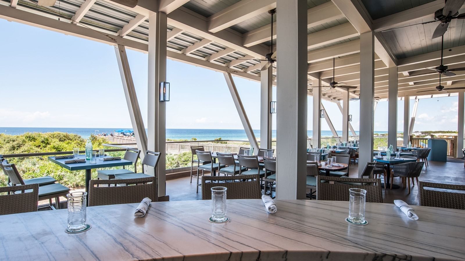 Balcony seating at Fish Out of Water overlooking the Gulf