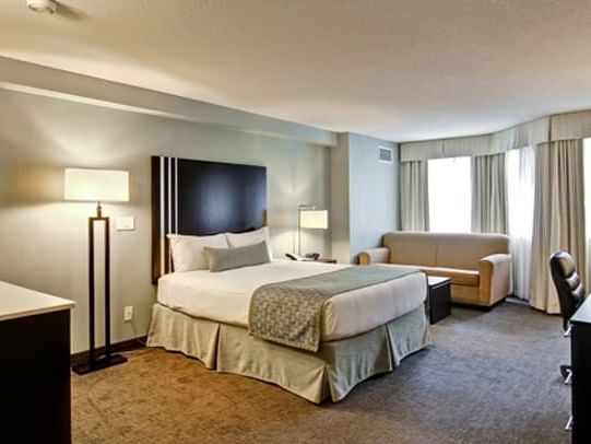 Bed and sofa in hotel room