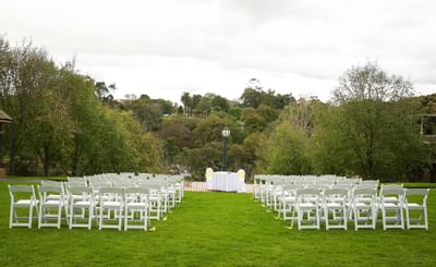 Wedding ceremony arranged outdoors at Amora Hotel Melbourne