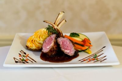 Close-up of Beef Wellington dish served at The Inn at Saratoga
