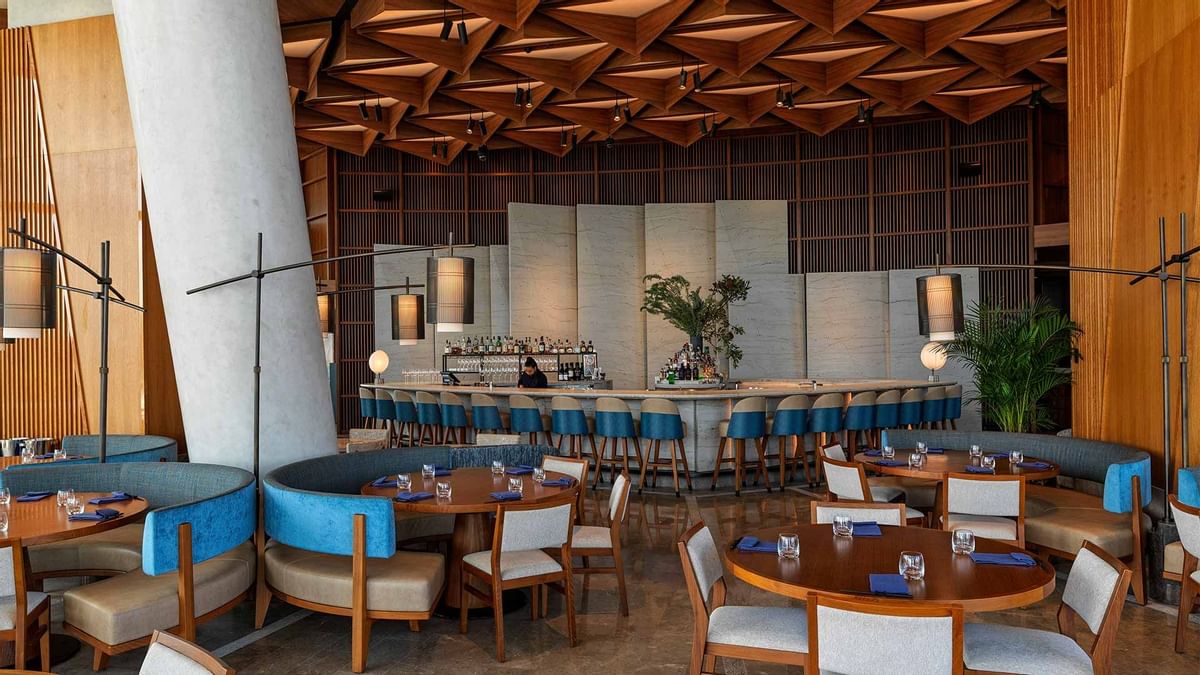 Bar & seating area in Nobu restaurant at Crown Towers Sydney