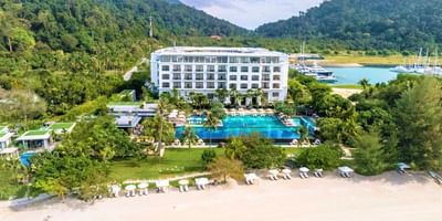 Aerial landscape view of the Danna Langkawi & pool