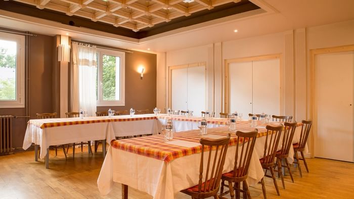 Interior of an elegant Dining area at Hotel du Pont Roupt