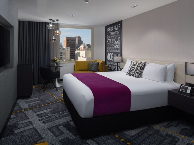 Interior of Superior 1 King Bed at Pullman Melbourne CBD