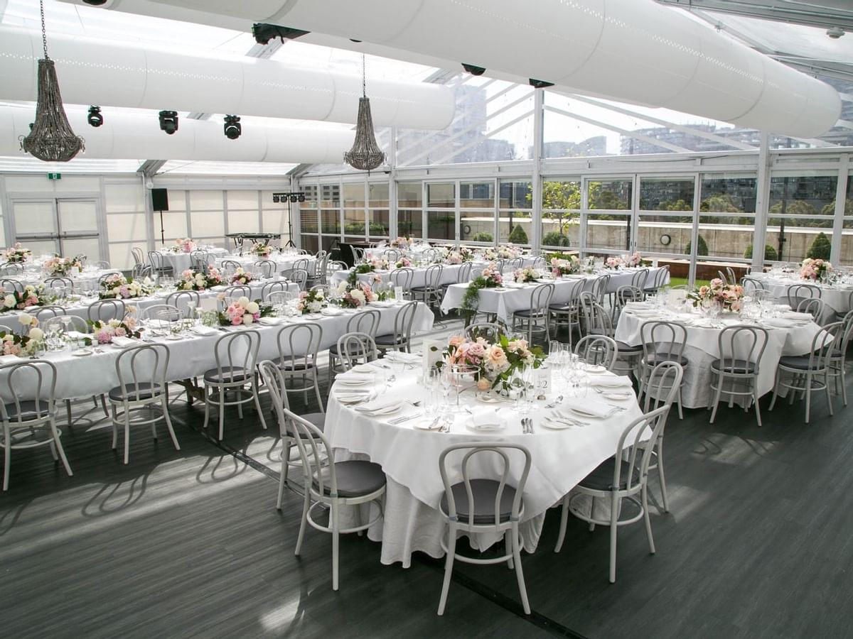 Tables arranged in Crown Aviary at Crown Hotel Melbourne