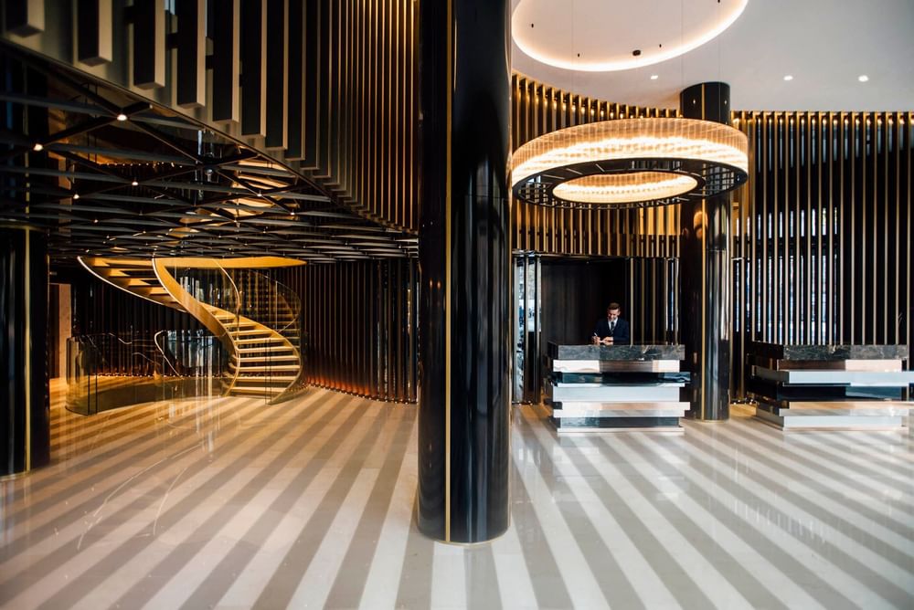 Boutique hotel lobby at Almanac Barcelona