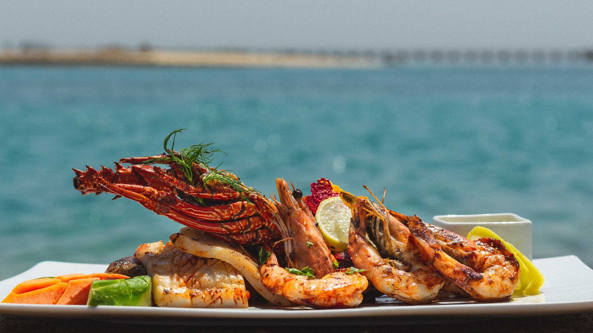 Seafood dish with dips in Sea Treasure at LABRANDA Club Makadi