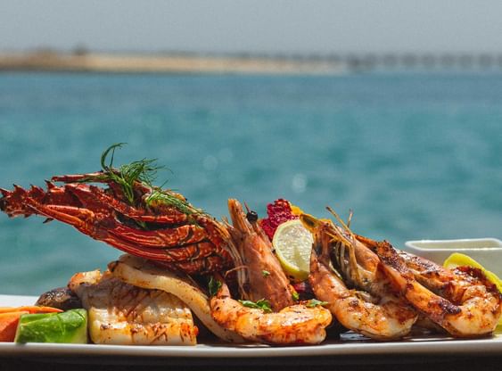 Seafood dish with dips in Sea Treasure at LABRANDA Club Makadi