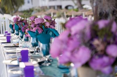 Table set-up arrangement with flowers at Bougainvillea Barbados