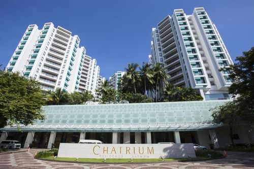 Low-angel view of Entrance & exterior at Chatrium Hotels