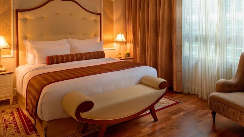 Cozy bedroom with vintage interior & decor in Superior Room at Warwick Doha