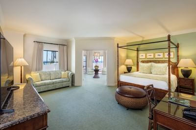 Interior of the Penthouse Suite bedroom at Santa Barbara Inn