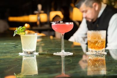 Three cocktails at the Bar in Hotel Emperador Buenos Aires