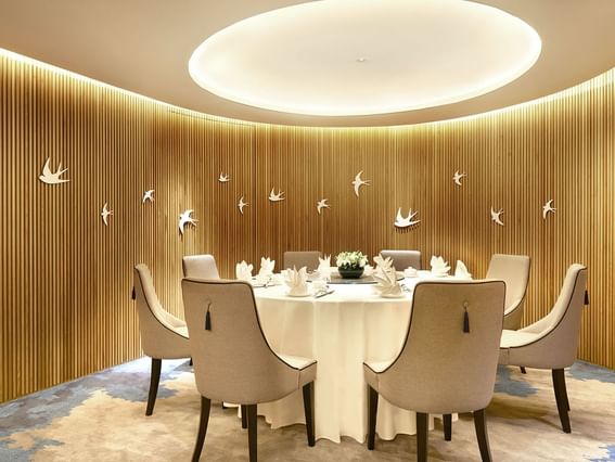 Banquet table setup in a event room at Park Hotels Group