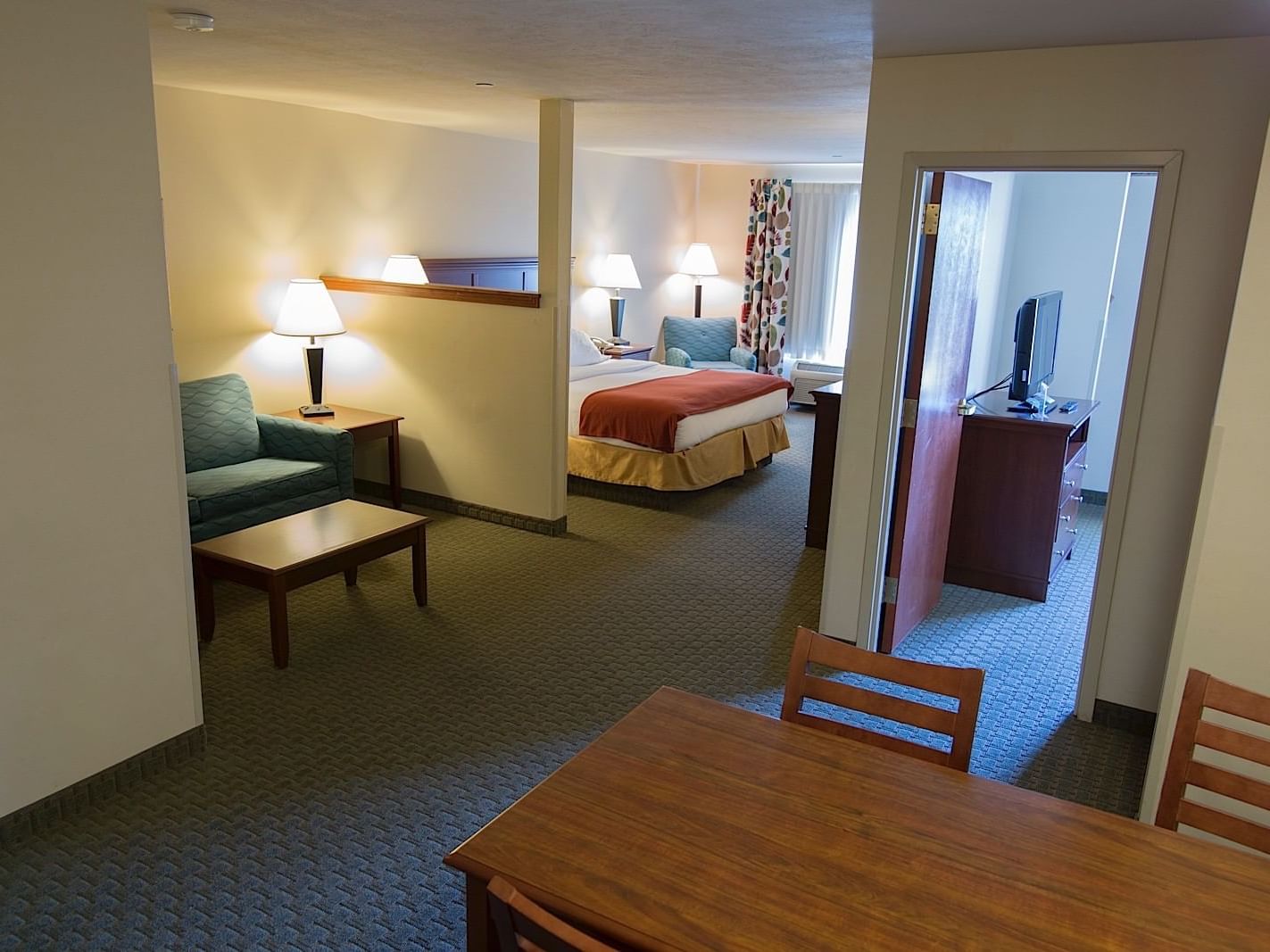 Living Area in Two Room King Suite at Triple Play Resort Hotel