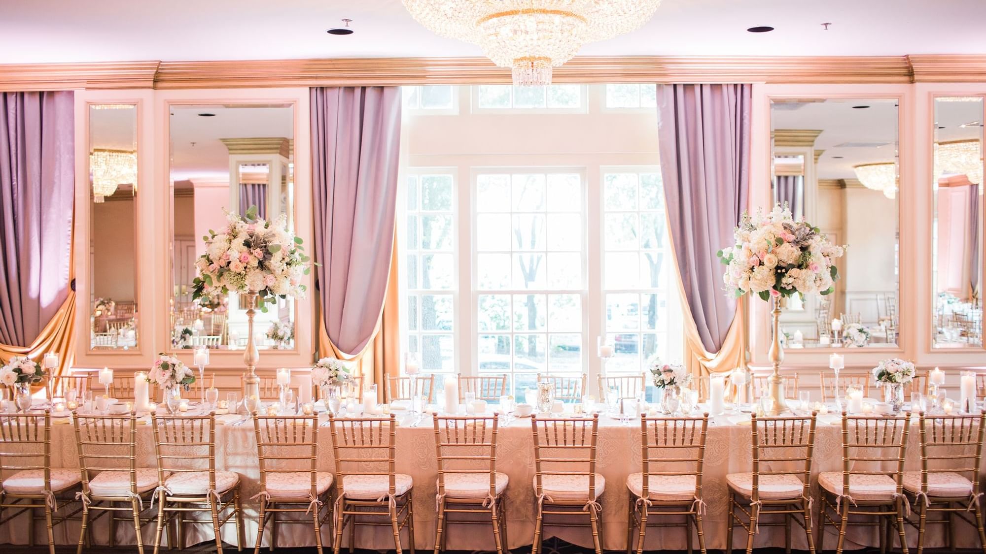 Table set-up for a wedding reception at Warwick Melrose Dallas