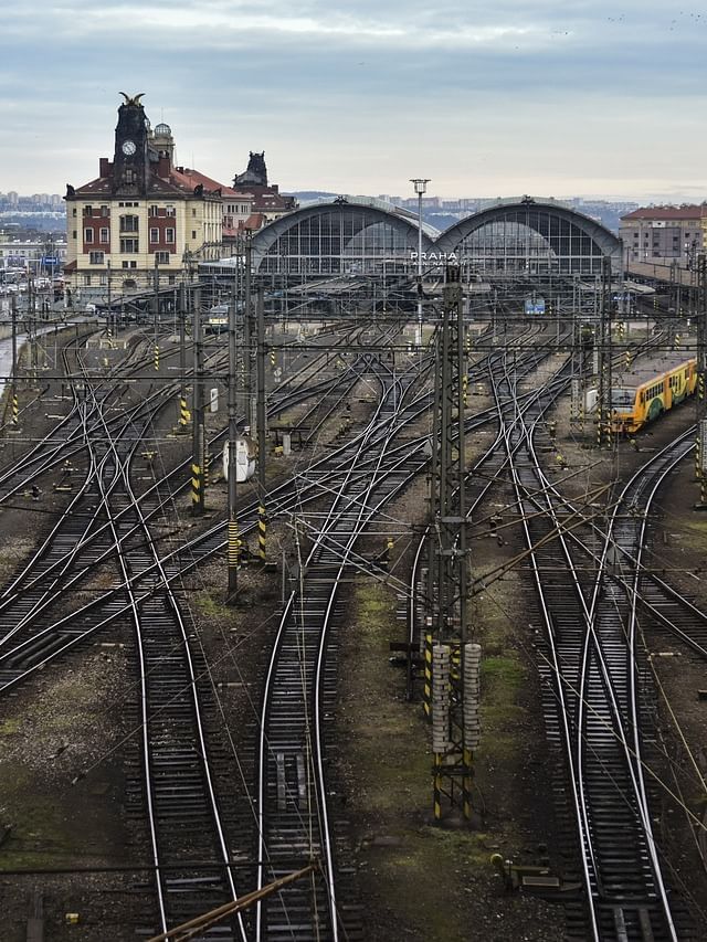 Distant view of the Prague Main Station near Almanac X Alcron Prague