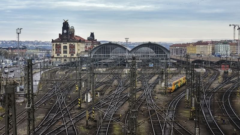 Distant view of the Prague Main Station near Almanac X Alcron Prague