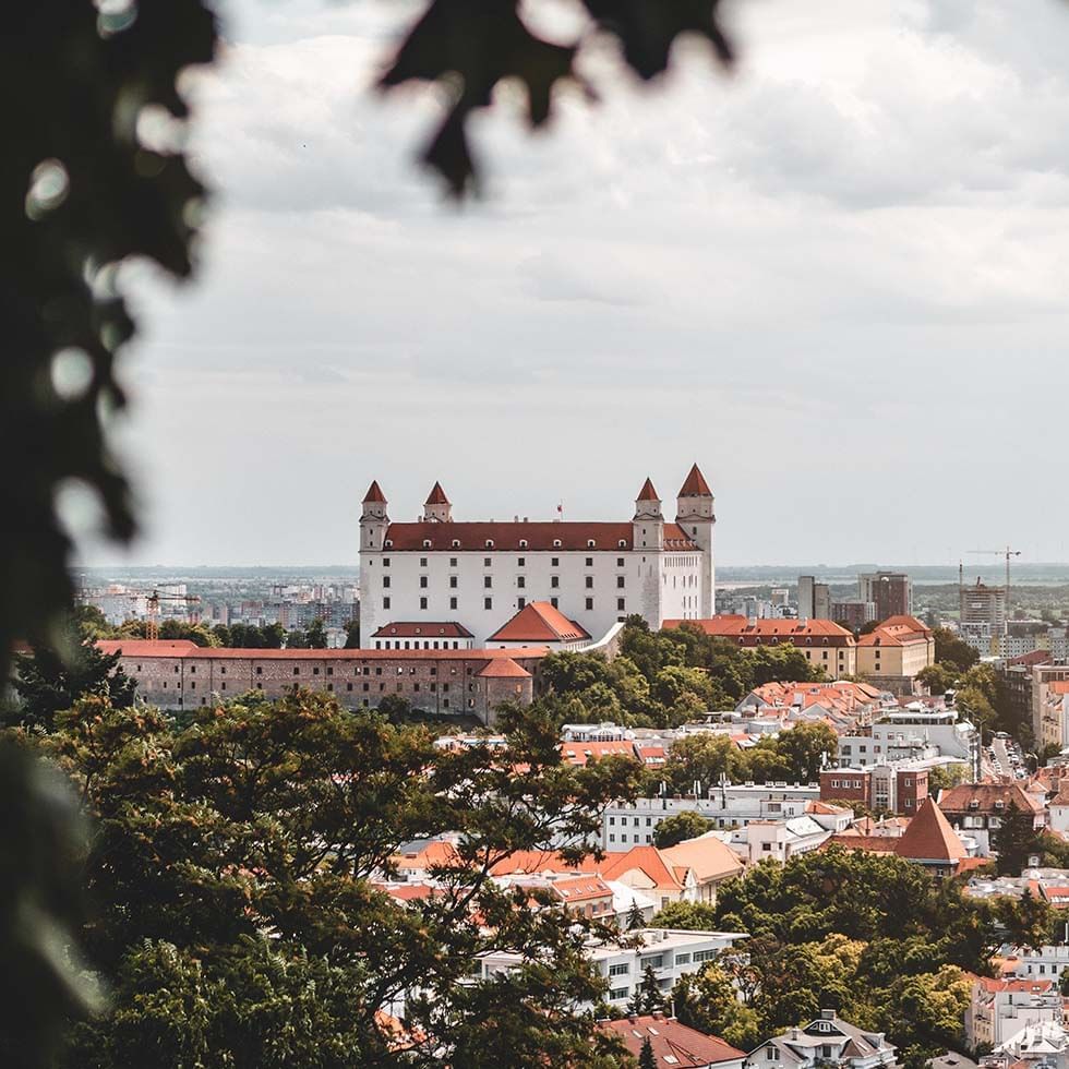 Distant view of Bratislava Castle near Falkensteiner Hotels