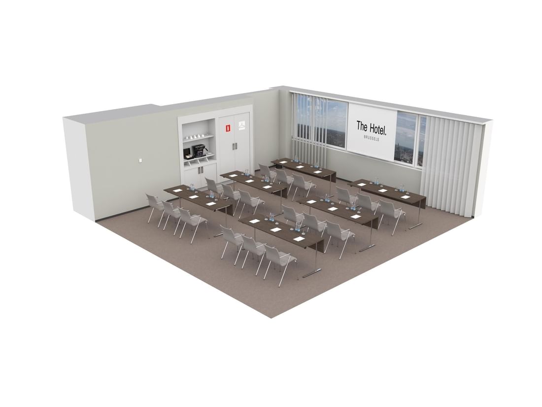 Plan en 3D de la salle de réunion Meet 26 Three à l'Hôtel Brussels