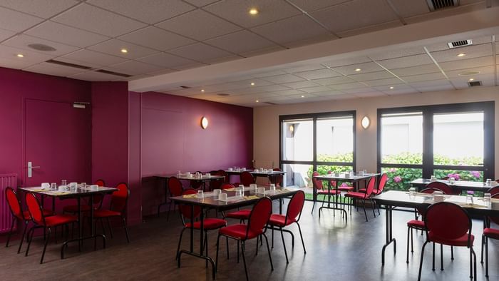 Interior of a dining area at Le Logis d'Elbee