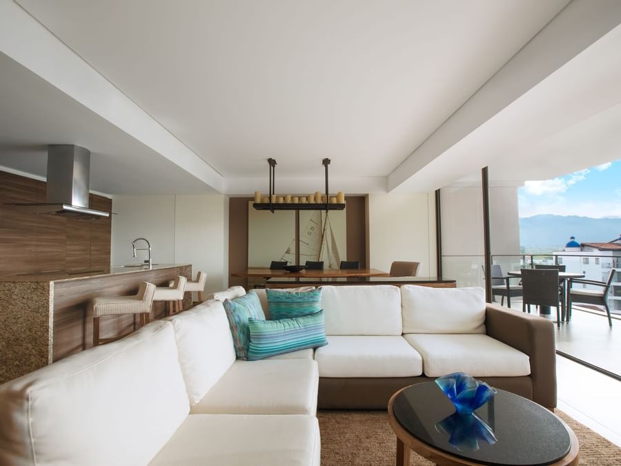Sofa, Coffee table in Lounge of Club Marina Condo at Live Aqua
