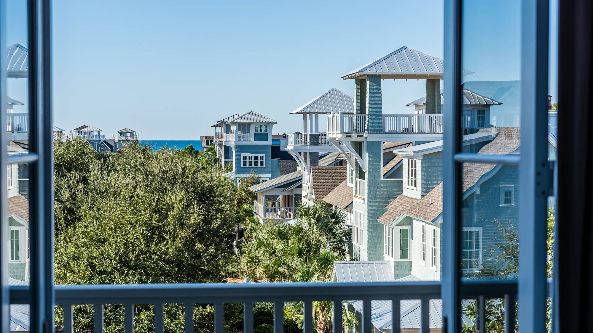 Exterior balcony view in Premium Resort suite at Watersound Inn