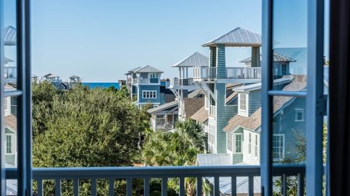 Exterior balcony view in Premium Resort suite at Watersound Inn