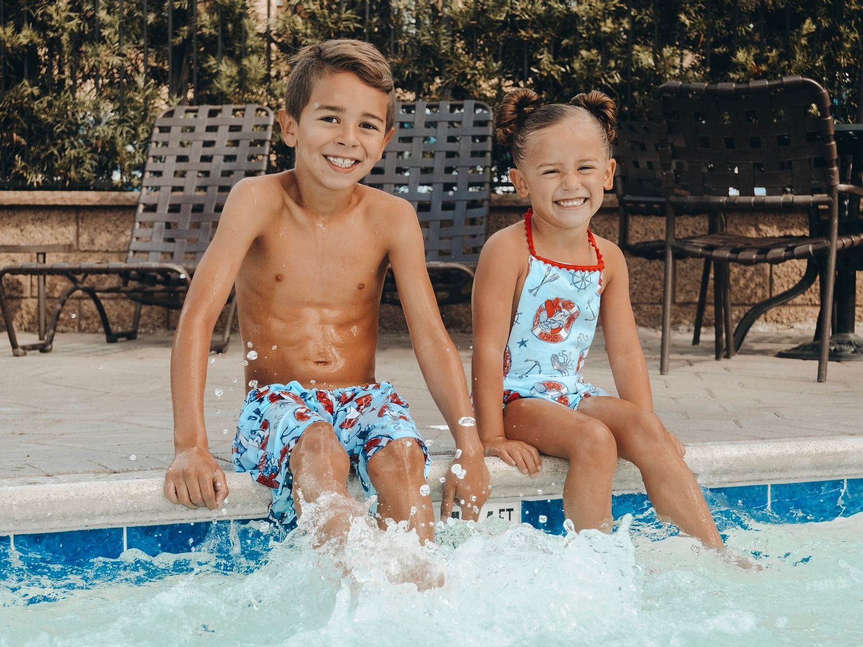 Kids on the pool at Grand Legacy at The Park Anaheim.