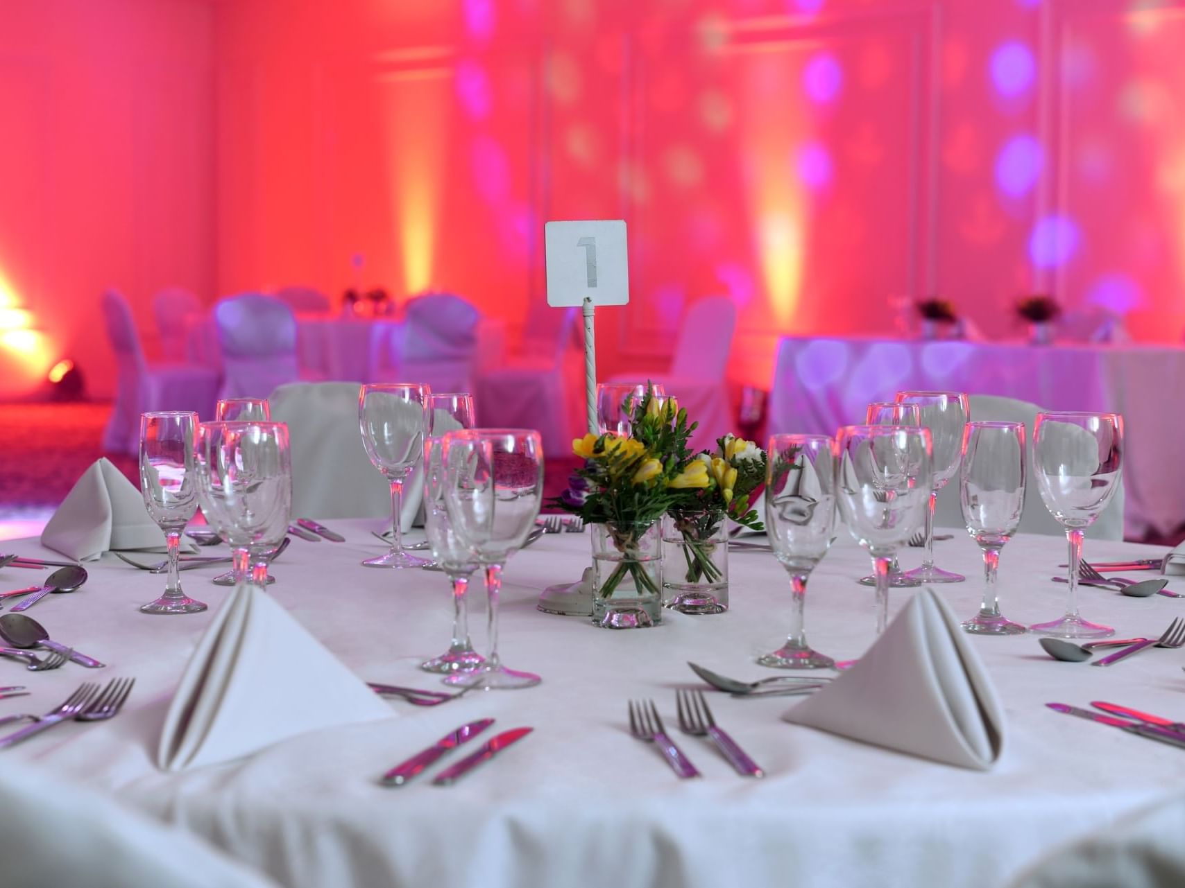 Banquet table in Salon Mozart at Argenta Tower Hotel