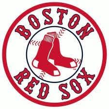 A red circle surrounding a baseball with two red socks on it.