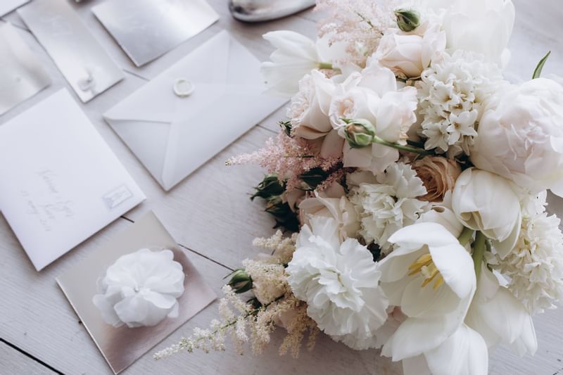 wedding card in Warwick Melrose Hotel Dallas Ballroom