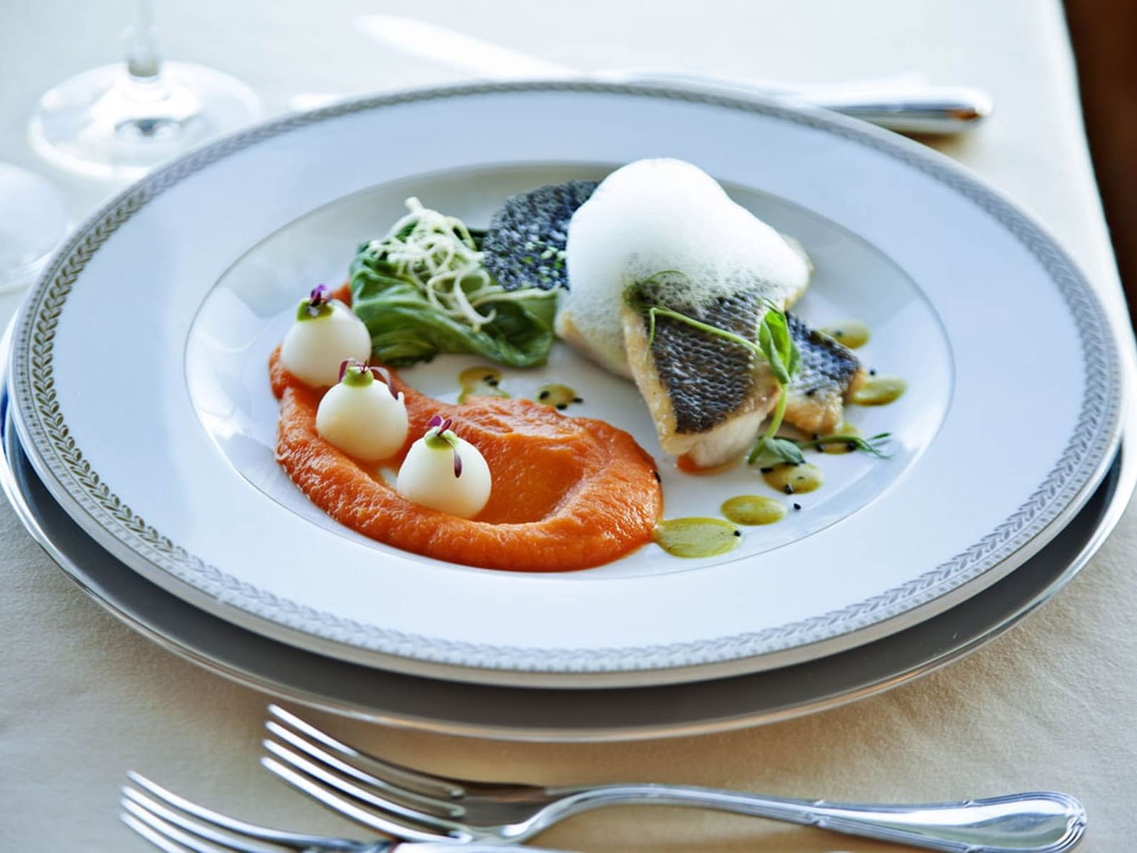 Salmon dish served in Gourmet Restaurant, Hotel Cascais Miragem